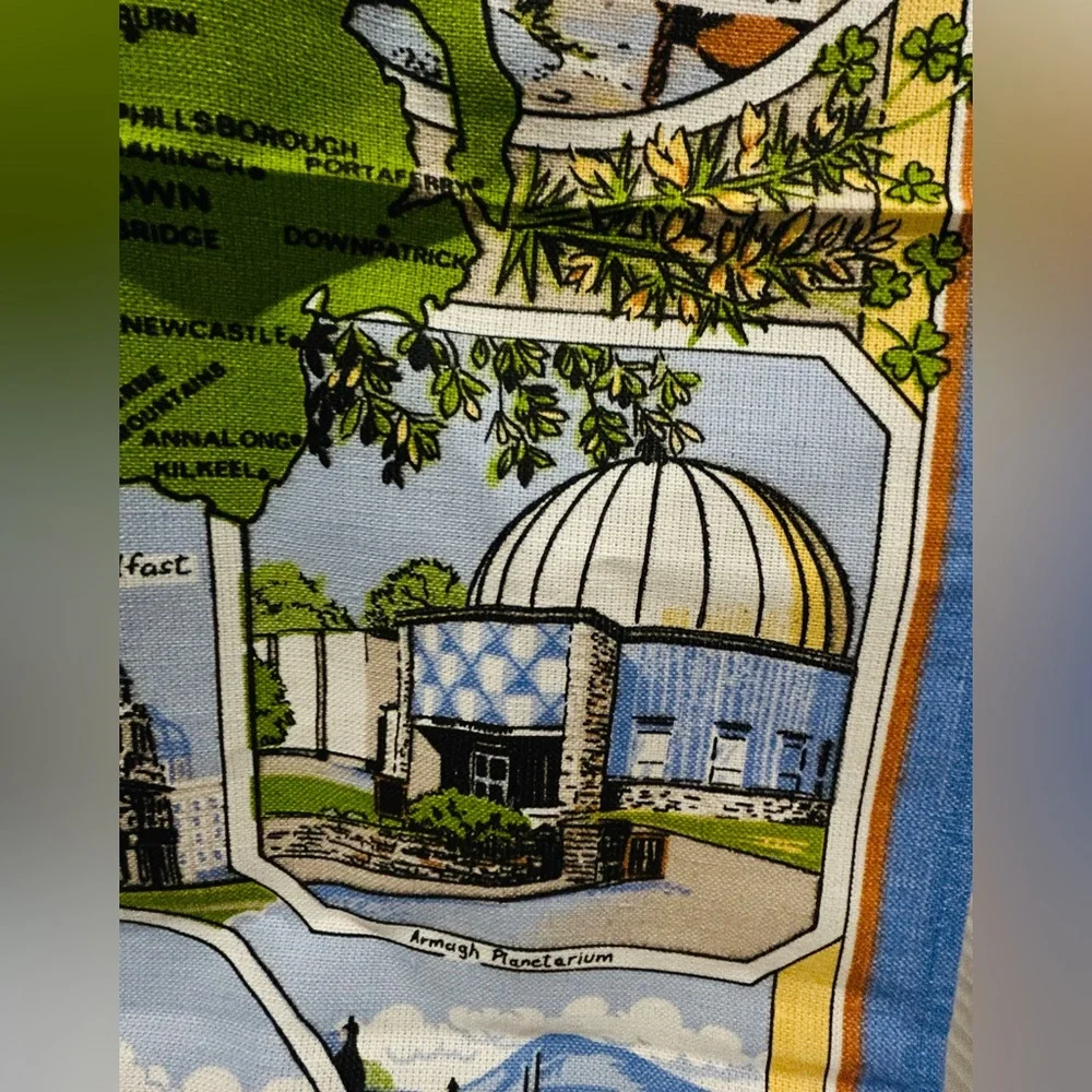 Northern Ireland Souvenir Tea Towel Wall Hanging Vintage Linen Cotton
